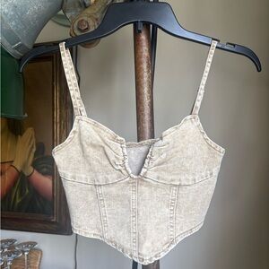 SHEIN Beige Denim Corset Top
